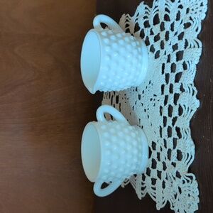 Fenton Hobnail White Milk Glass Cream and Sugar Set, Small Size